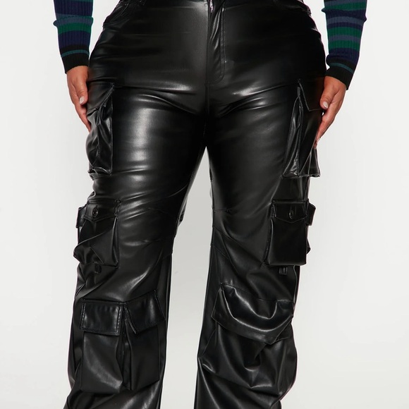 Fashion Nova Curve Faux Leather Cargo Pants - Picture 2 of 4